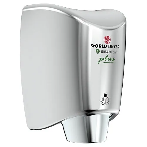 WORLD DRYER® K-972P2 SMARTdri® Plus Hand Dryer - Polished (Bright) Stainless Steel Automatic Surface-Mounted