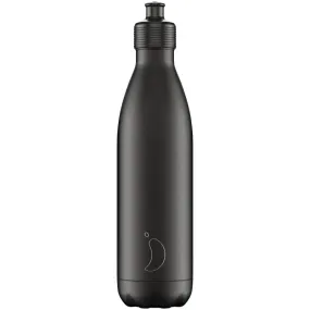 XC1001 CHILLY'S 750ML SPORTS REUSABLE WATER BOTTLE - MONOCHROME BLACK